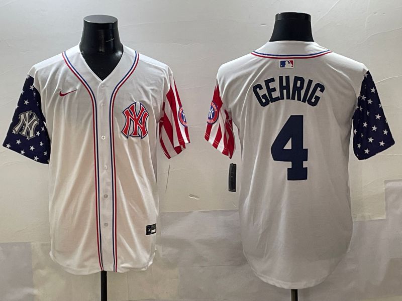 Men New York Yankees #4 Gehrig White a generation of national flags Jointly Name 2025 Nike MLB Jersey style 7
